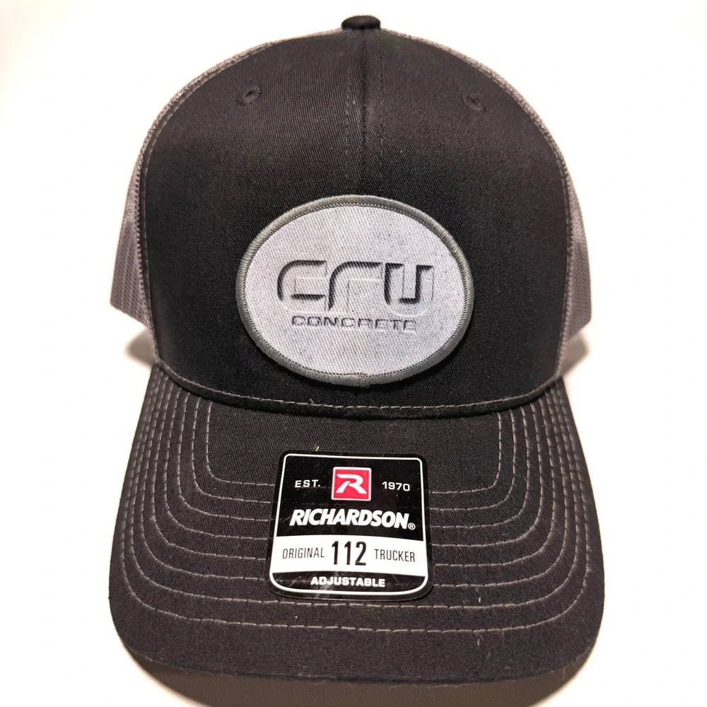 Richardson 112 Trucker Hat Black‎ Grey CFU Concrete Patch Snapback Cap